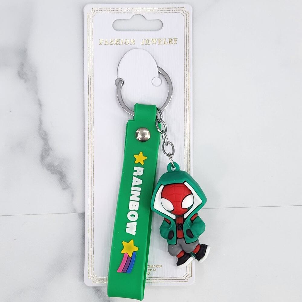NEW Marvel Avengers Spider-Man Superhero Figure Keychain & Strap Bag Charm PVC